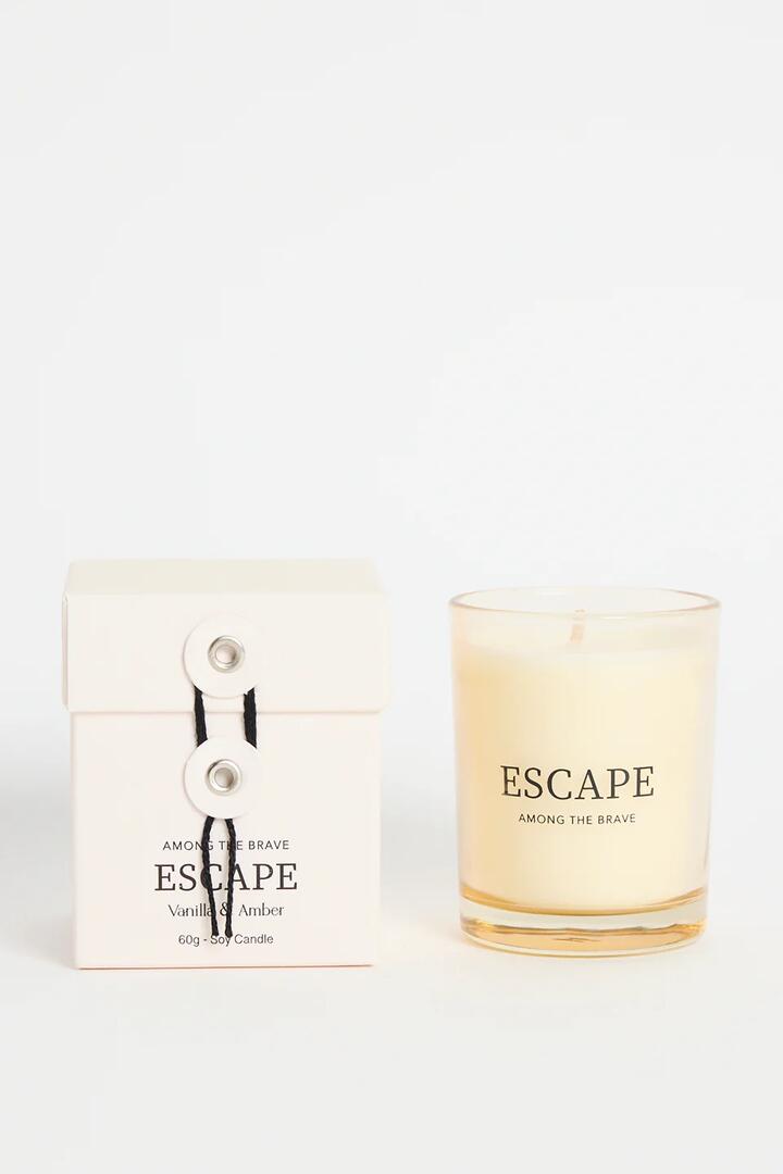 Image of Perfumes & Colognes. Product name - Escape Vanilla Amber 60g Soy Candle in Beige colour by brand - Among the Brave