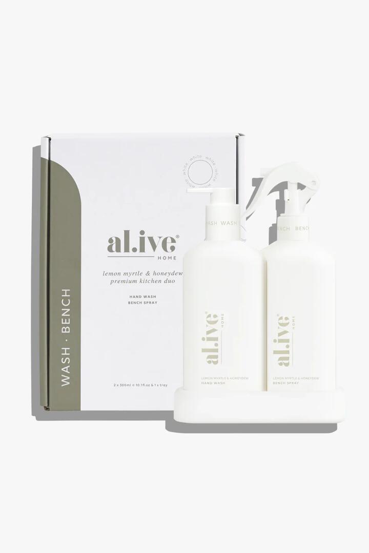 Image of Health & Beauty. Product name - Lemon Myrtle + Honeydue White Kitchen 300ml Duo in White colour by brand - Alive Body