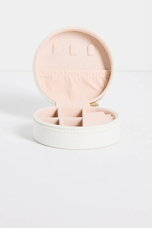 Image of Water Bottles. Product name - Round White Jewellery Travel Case in White colour by brand - Humble + Heart