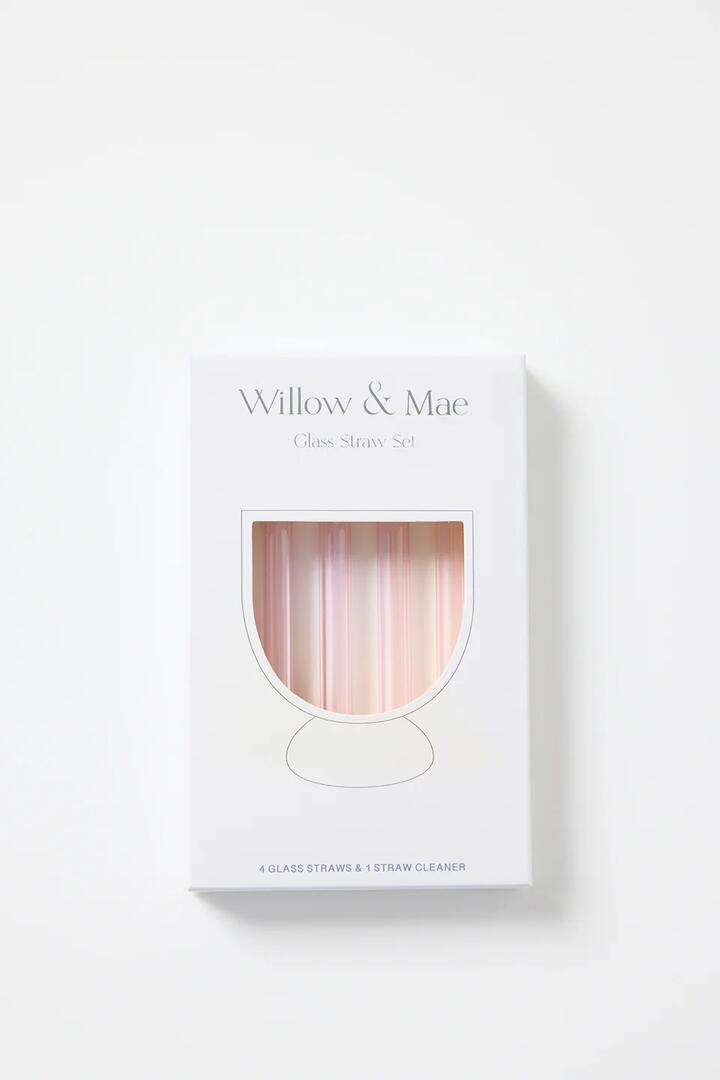 Image of Kitchen & Dining. Product name - Pink Cocktail Short Reuseable Pk 4 Glass Drinking Straws in Pink colour by brand - Willow & Mae