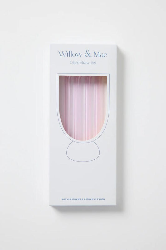 Image of Kitchen & Dining. Product name - Pink Straight Reuseable Pk 4 Glass Drinking Straws in Pink colour by brand - Willow & Mae
