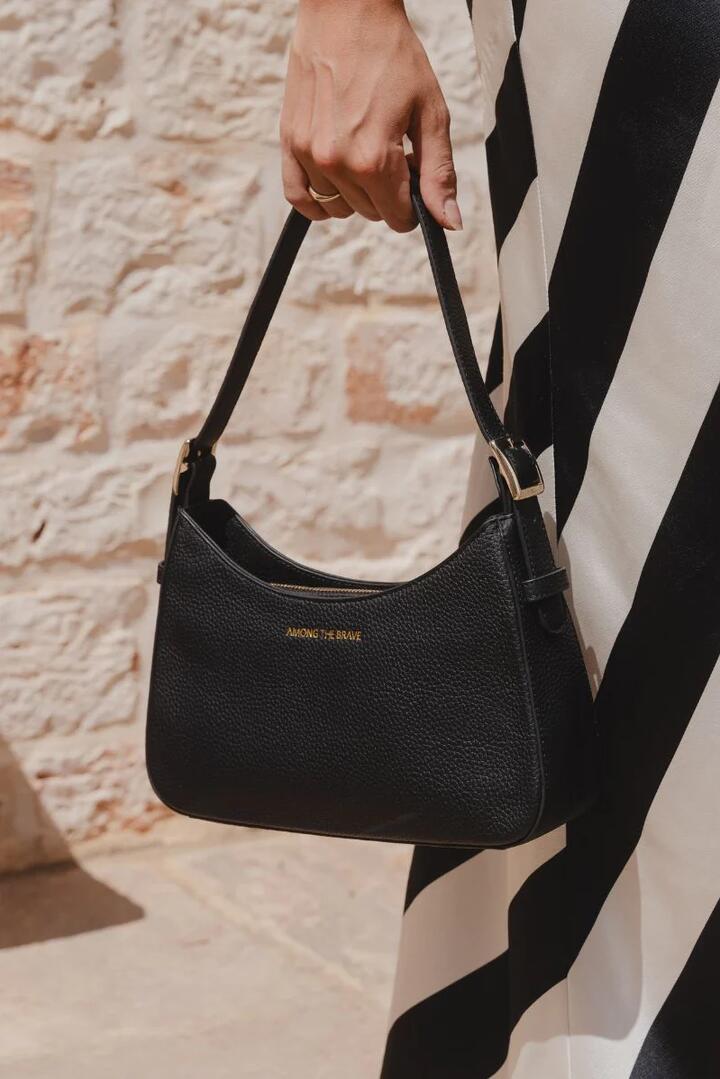Image of Bags. Product name - Brooklyn Black Leather Double Buckle Shoulder Bag in Black colour by brand - Among the Brave