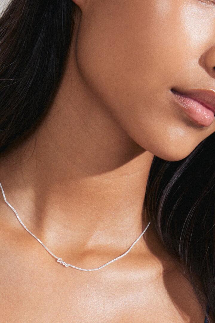 Image of Jewelry. Product name - Love Recycled EOL Silver Plated Necklace in Silver colour by brand - Pilgrim