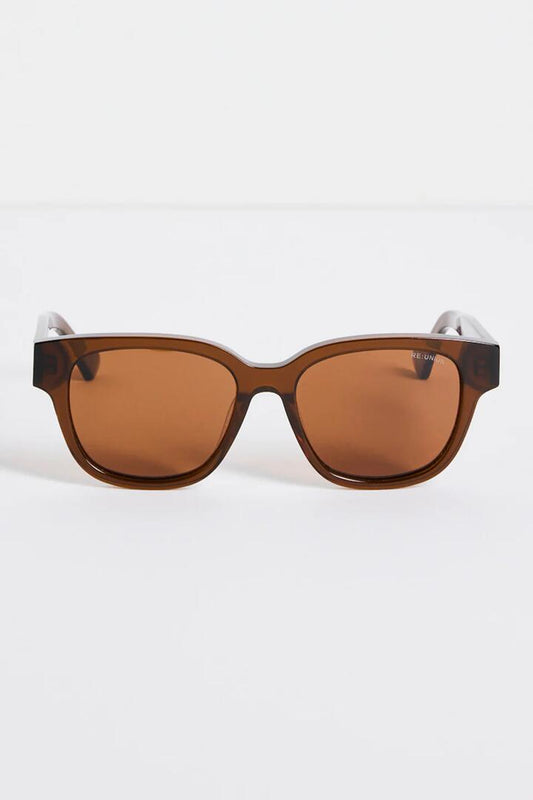 Image of Sunglasses. Product name - London Chocolate Classic Round Sunglasses in colour by brand - RE:UNION Label
