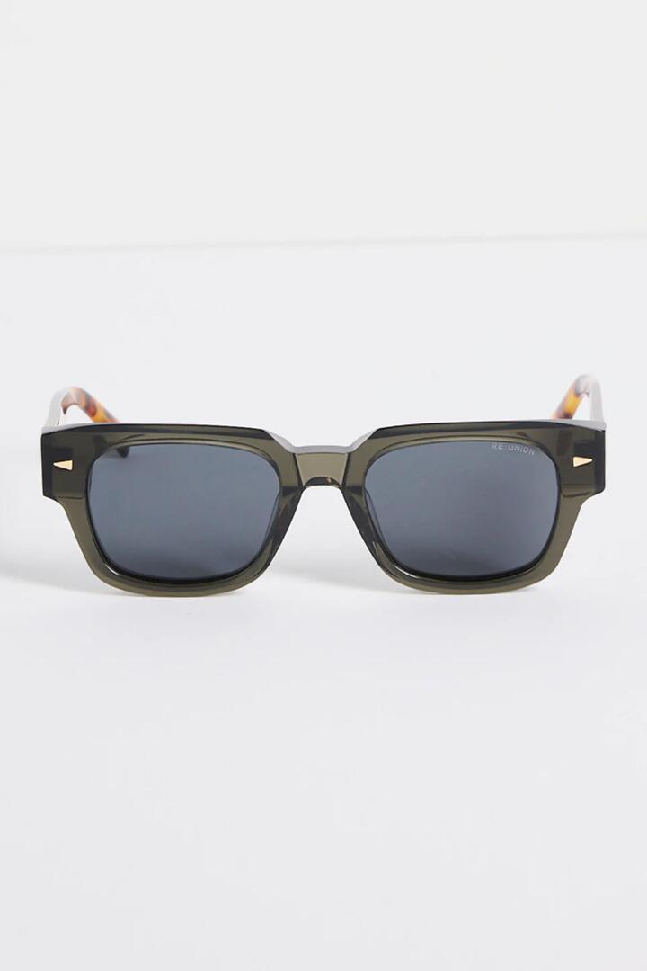 Image of Sunglasses. Product name - Milano Grey Tort Arm Classic Stud Sunglasses in Grey colour by brand - RE:UNION Label