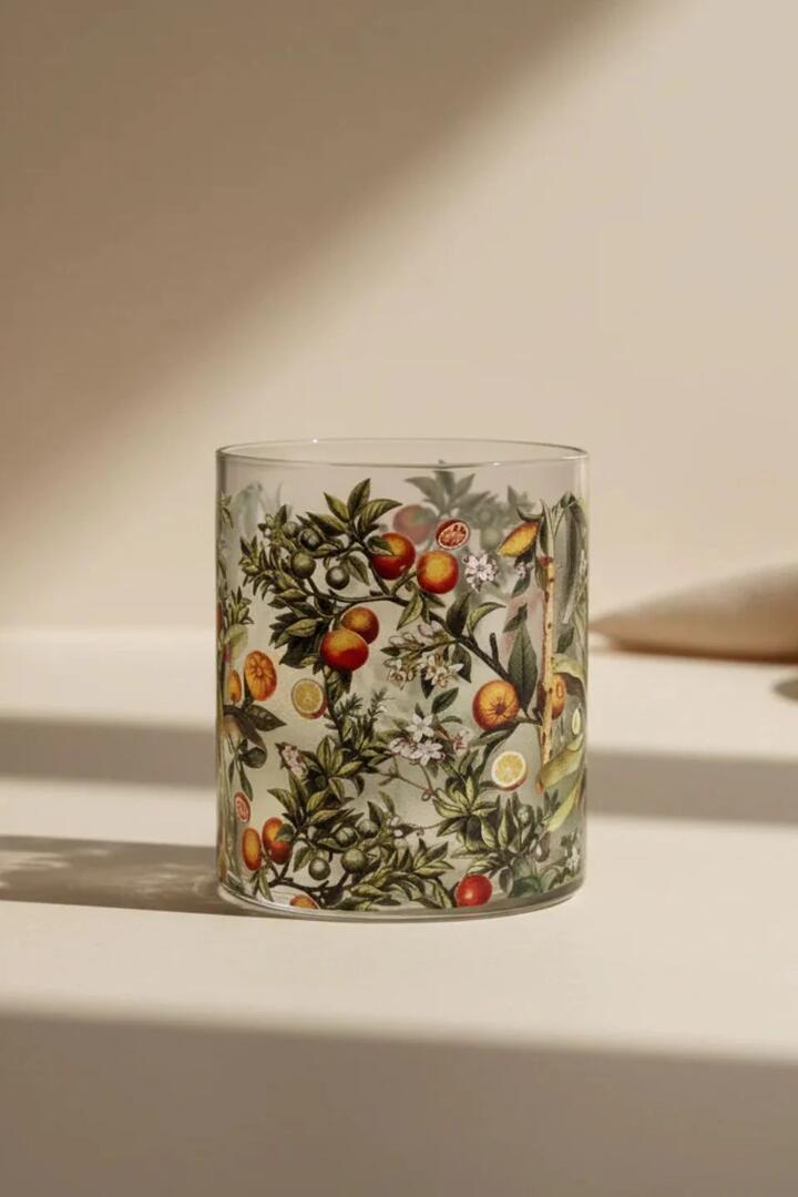 Image of Kitchen & Dining. Product name - Sorrento Lemon Print Glass Tumbler 400ml Each in colour by brand - Nel Lusso