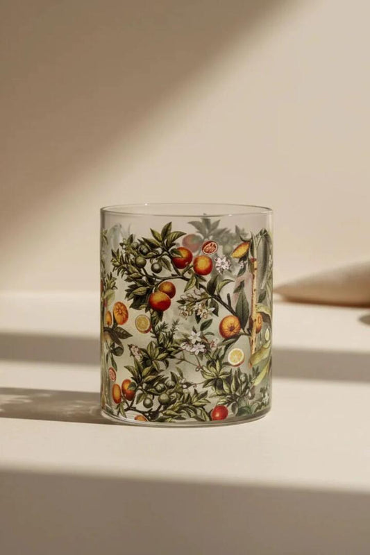 Image of Kitchen & Dining. Product name - Sorrento Lemon Print Glass Tumbler 400ml Each in colour by brand - Nel Lusso