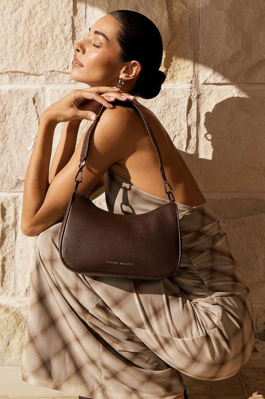 Image of Bags. Product name - Look Both Ways Cocoa Crossbody Bag in Brown colour by brand - Status Anxiety