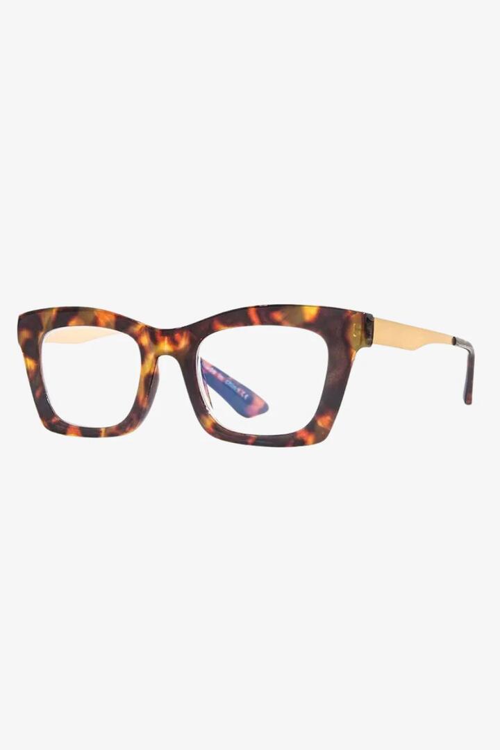 Image of Sunglasses. Product name - Test Your Mettle Tortoise Shell Readers in colour by brand - Queen of the Foxes