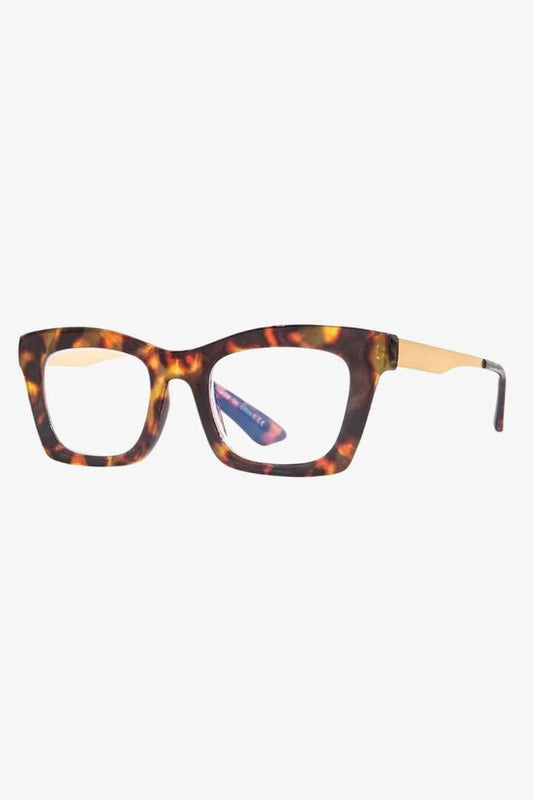 Image of Sunglasses. Product name - Test Your Mettle Tortoise Shell Readers in colour by brand - Queen of the Foxes
