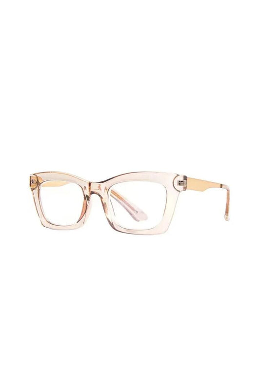 Image of Sunglasses. Product name - Test Your Mettle Champagne Readers in Champagne colour by brand - Queen of the Foxes