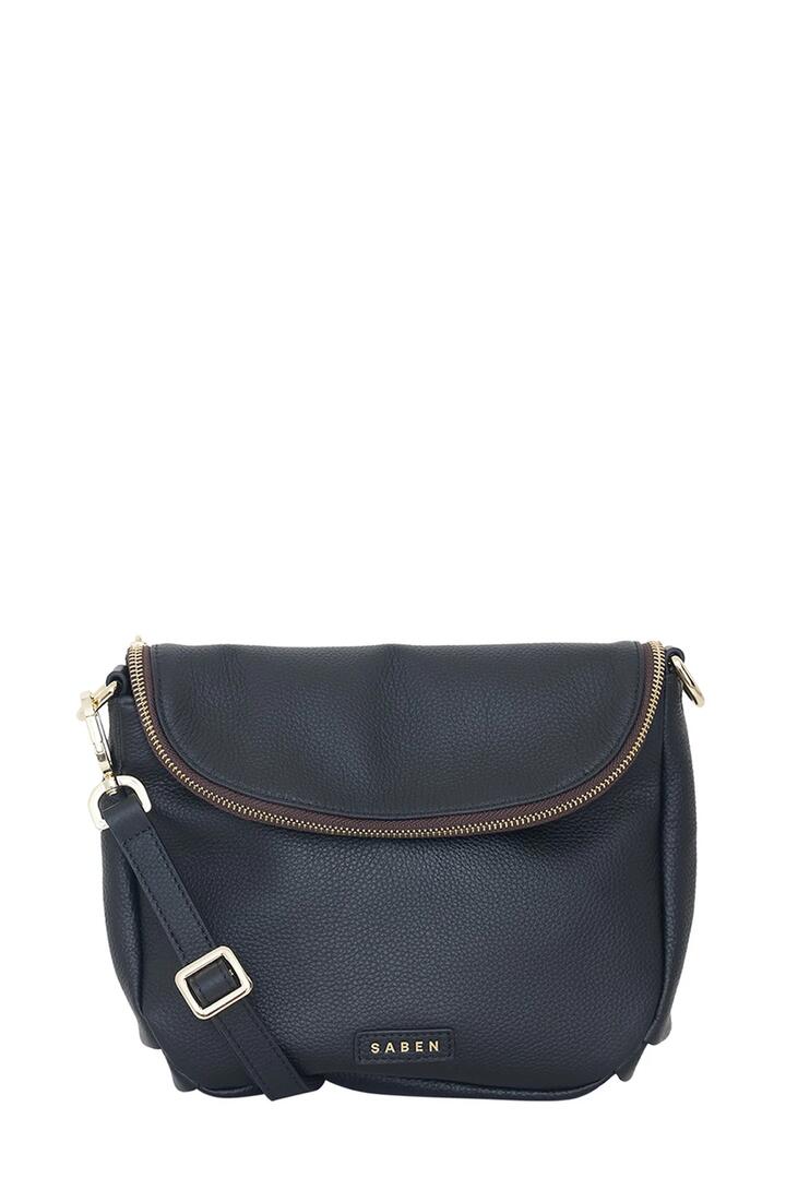 Image of Bags. Product name - FiFi Black Fold Over Leather Shoulder Bag in Black colour by brand - Saben