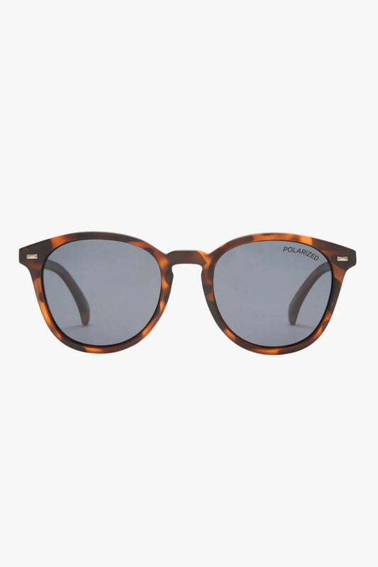 Image of Sunglasses. Product name - Bandwagon Polarised Round Matte Tort Smoke Lens Sunglasses in colour by brand - Le Specs