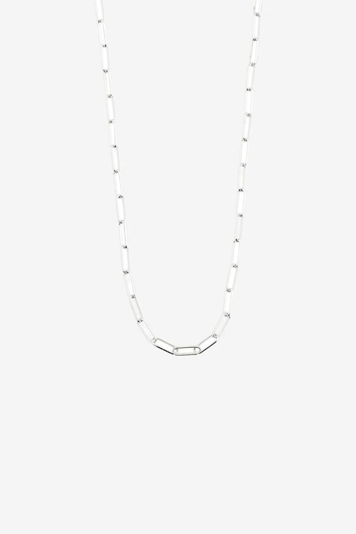 Image of Jewelry. Product name - Ronja Rectangular Chain Link Silver Necklace in Silver colour by brand - Pilgrim