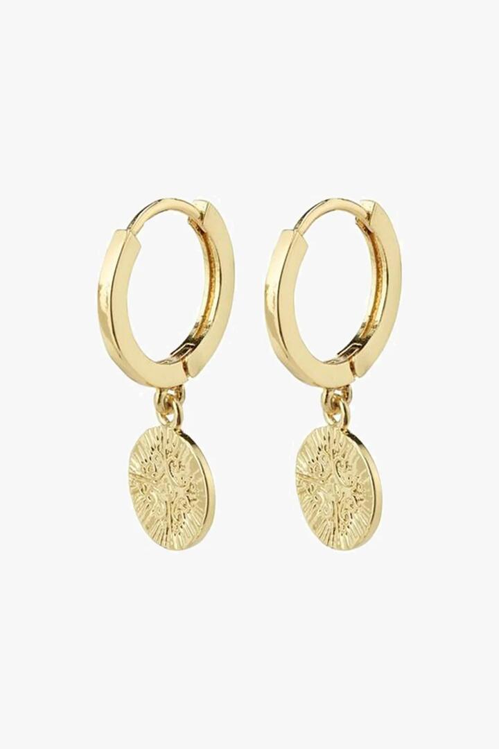 Image of Jewelry. Product name - Nomad Coin Sleeper Earrings Gold in Gold colour by brand - Pilgrim