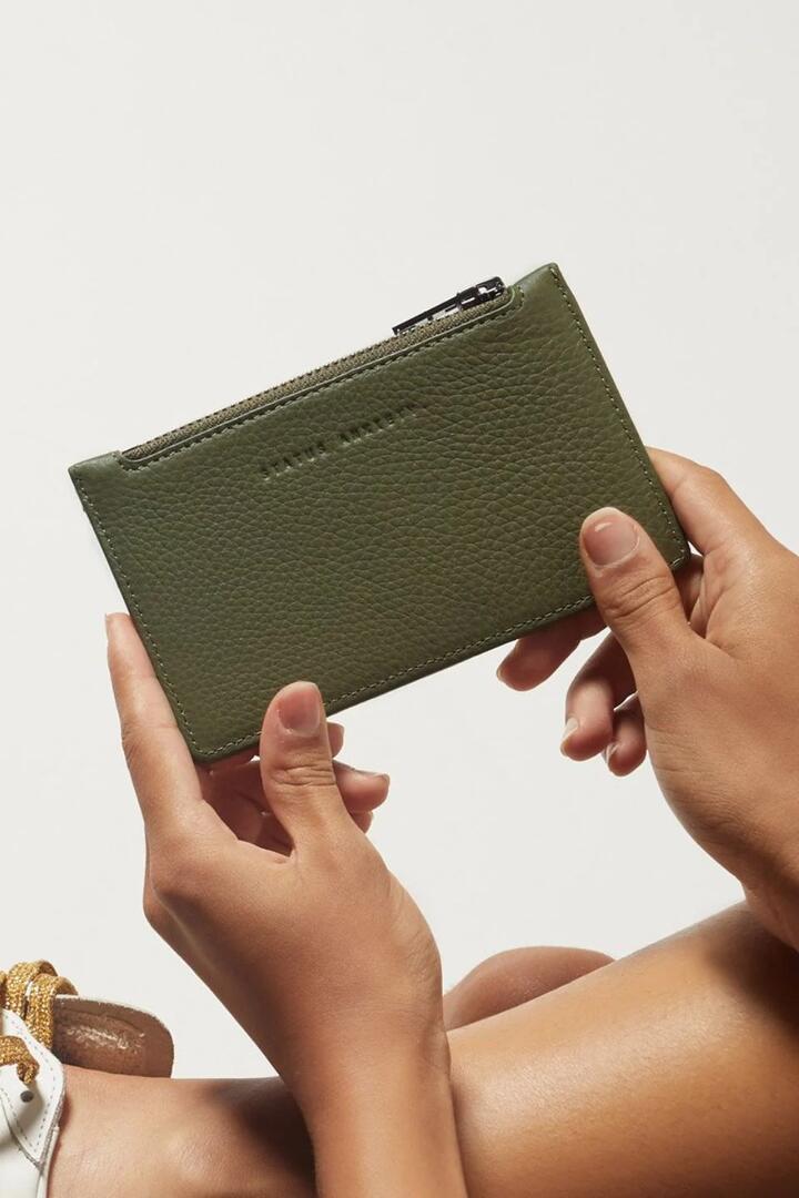 Image of Wallets & Money Clips. Product name - Avoiding Things Khaki Wallet in Green colour by brand - Status Anxiety