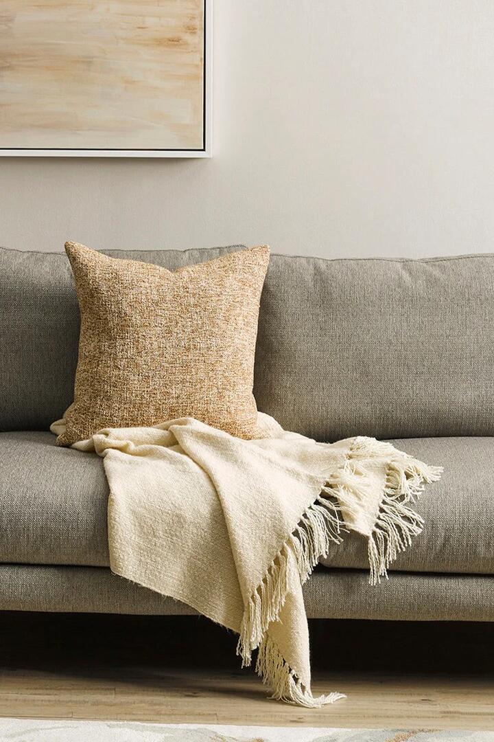 Image of Blankets. Product name - Serenade Neutral Acrylic 125x150cm Throw in colour by brand - Ollo