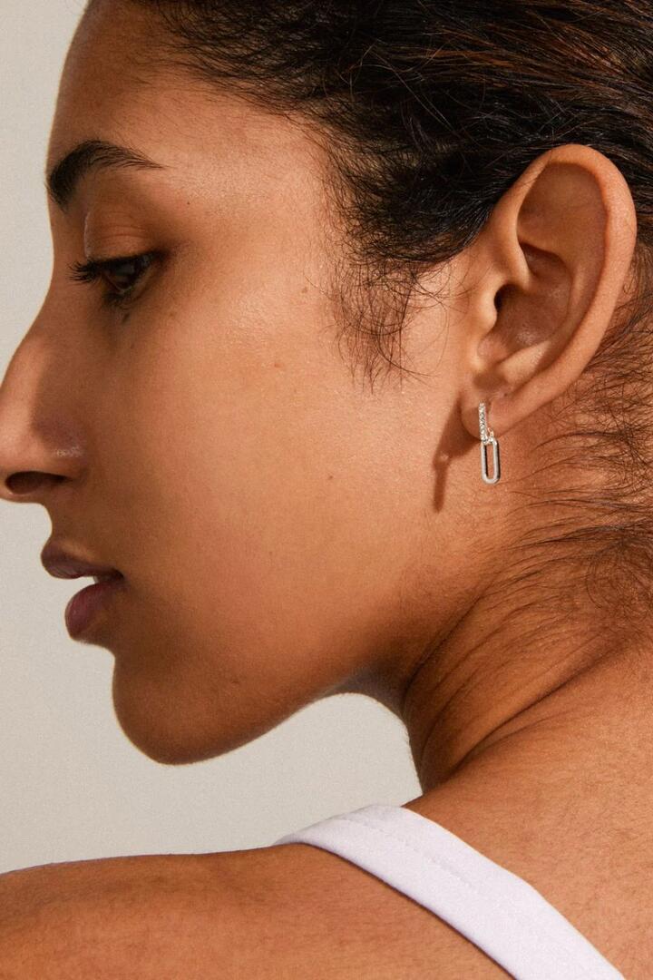 Image of Jewelry. Product name - Elise Linked Earrings Silver Plated with Crystal in Silver colour by brand - Pilgrim