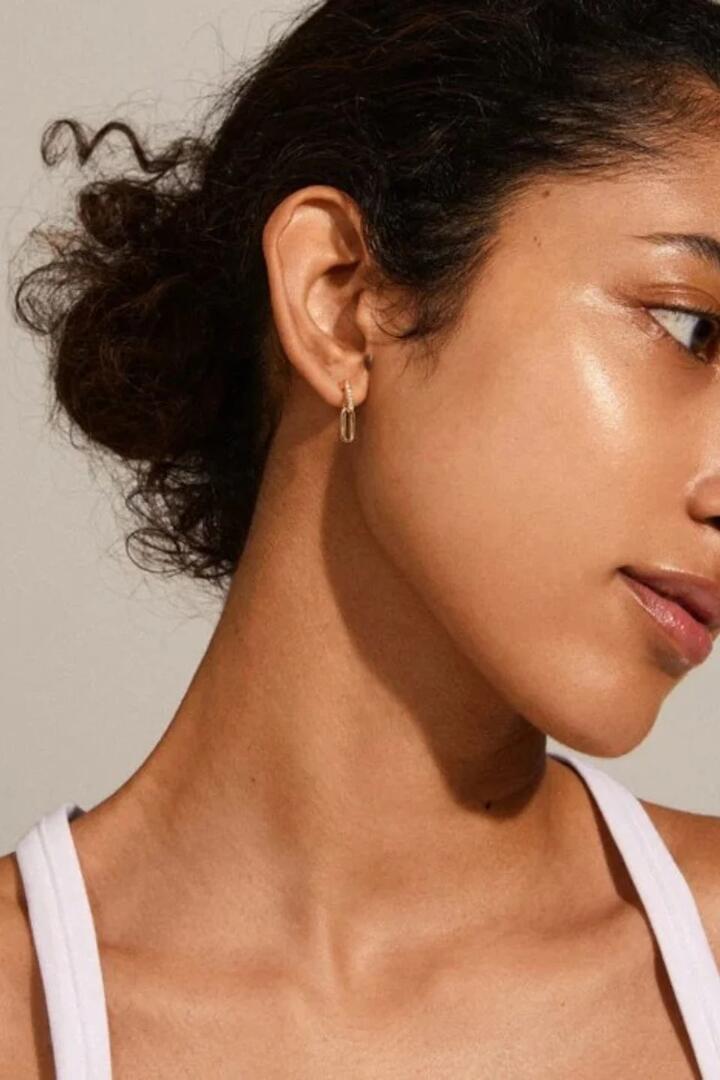 Image of Jewelry. Product name - Elise Linked Earrings Gold Plated with Crystal in Gold colour by brand - Pilgrim