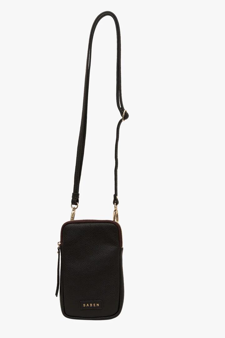 Image of Bags. Product name - Nikko Black Phone Sling in Black colour by brand - Saben