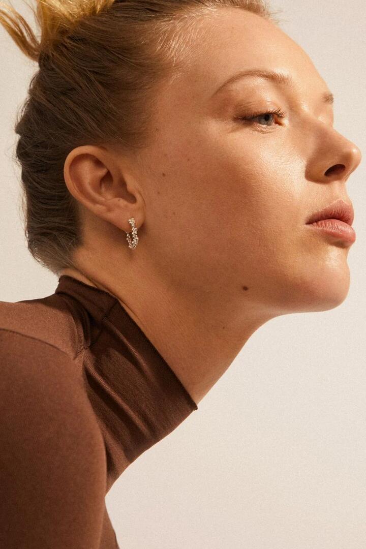 Image of Jewelry. Product name - Solidarity Recycled Small Bubbles Hoop Earrings Silver in Silver colour by brand - Pilgrim