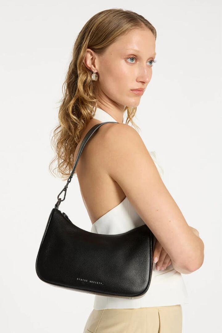 Image of Bags. Product name - Look Both Ways Black Crossbody Bag in Black colour by brand - Status Anxiety