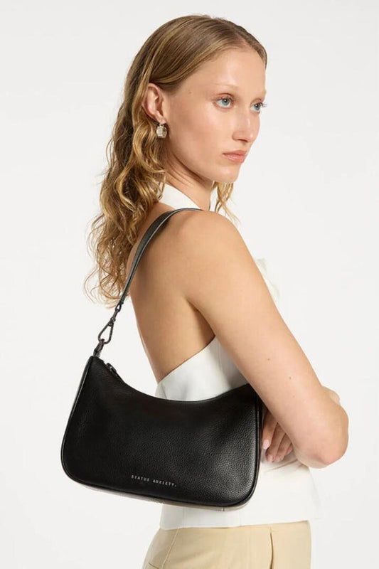Image of Bags. Product name - Look Both Ways Black Crossbody Bag in Black colour by brand - Status Anxiety