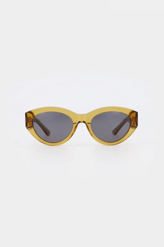 Image of Sunglasses. Product name - Felina Cognac Oval Sunglasses in colour by brand - Isle of Eden