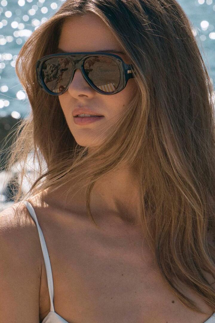 Image of Sunglasses. Product name - Dream Boat Cocoa Aviator Sunglasses in colour by brand - Le Specs