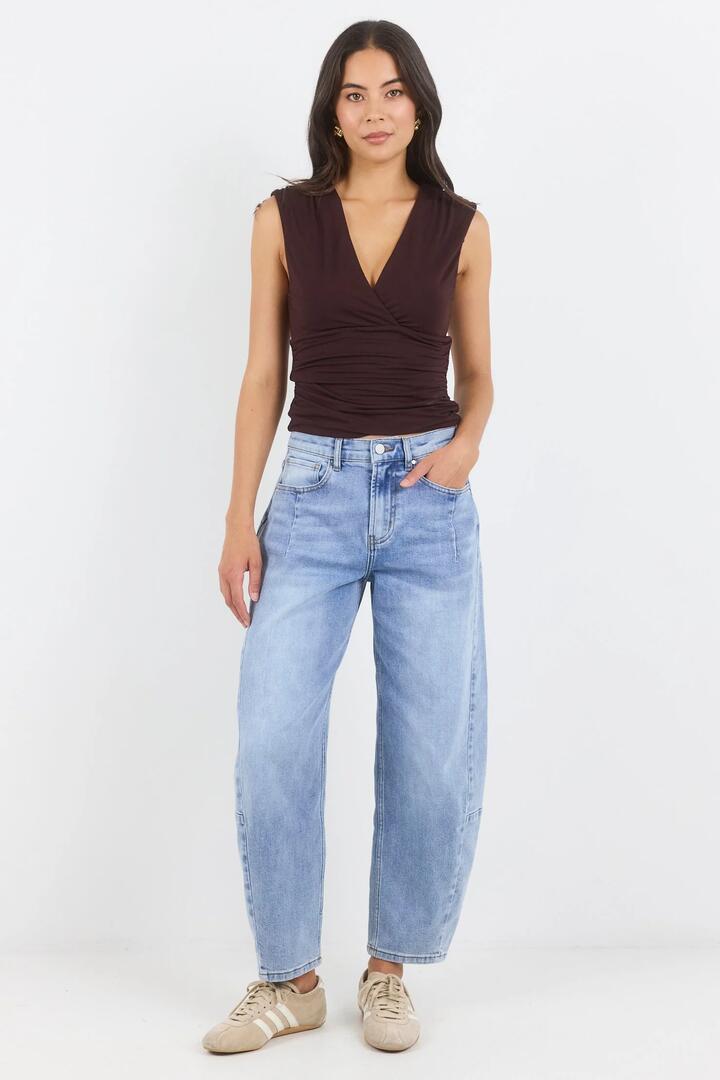 Image of Jeans. Product name - Graduate Light Blue Stretch Barrel Jeans in Light Blue colour by brand - Among the Brave