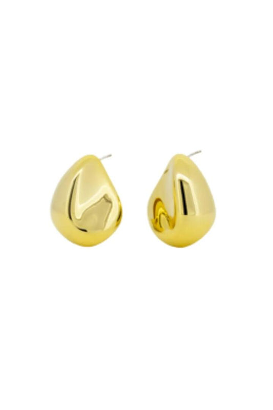 Image of Jewelry. Product name - Zendaya Ridge Tear Drop Shape Gold Earrings in Gold colour by brand - Jolie + Deen