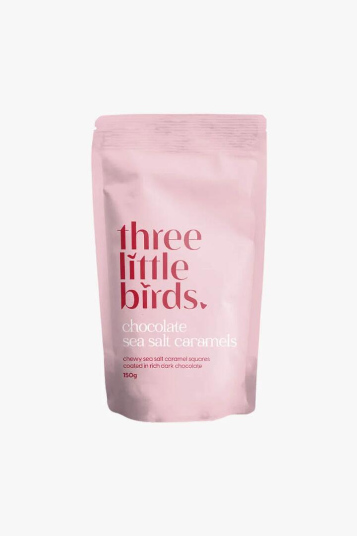 Image of Food Items. Product name - Chocolate Sea Salt Caramels 120g Pouch in colour by brand - Three Little Birds