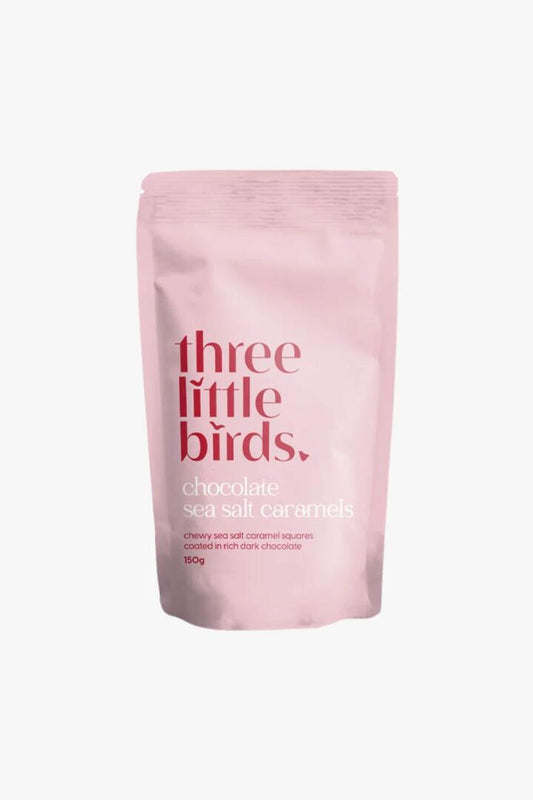 Image of Food Items. Product name - Chocolate Sea Salt Caramels 120g Pouch in colour by brand - Three Little Birds