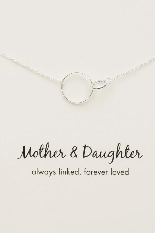 Image of Jewelry. Product name - Mother + Daughter Sterling Silver Double Circle Necklace in Silver colour by brand - Petals