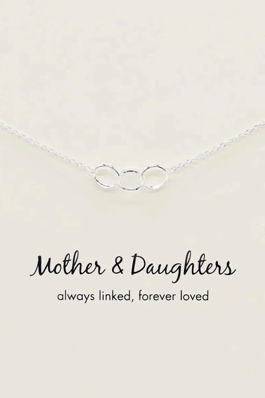 Image of Jewelry. Product name - Mother + Daughter Sterling Silver Triple Circles Necklace in Silver colour by brand - Petals