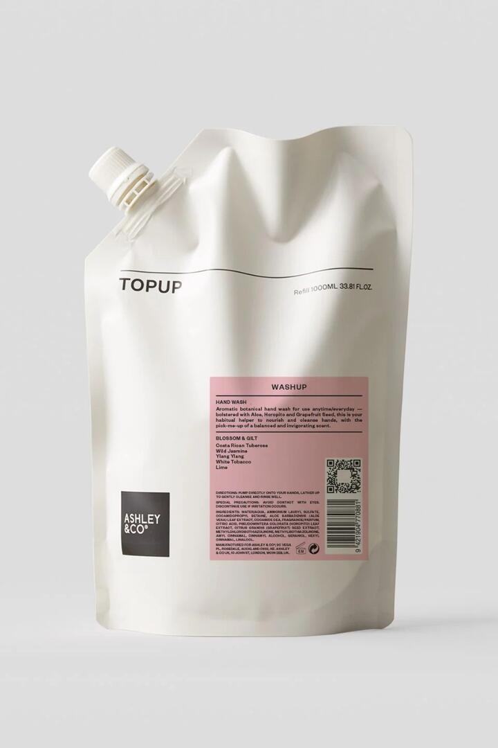 Image of Health & Beauty. Product name - Top Up Blossom + Gilt Handwash Refill 1ltr in colour by brand - Ashley & Co