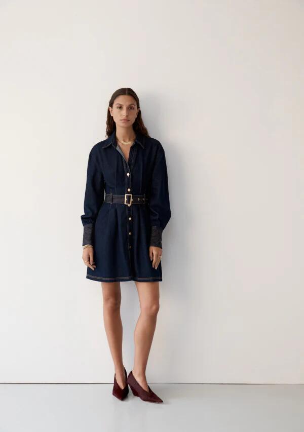 Image of Jeans. Productname: Sia Denim Mini Dress in Deep Indigo colour by brand - MOS The Label
