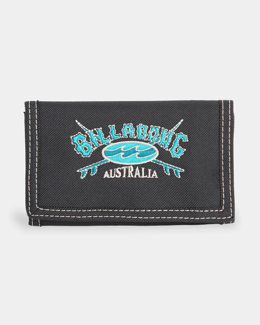 Image of Wallets & Money Clips. Product name - Billabong Mens Atom Tri Fold Wallet Black in Black colour by brand - Billabong