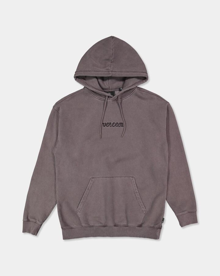 Image of a model wearing Outerwear. Product name - Volcom Mens Big Stone Pullover Raisin in Raisin colour by brand - Volcom
