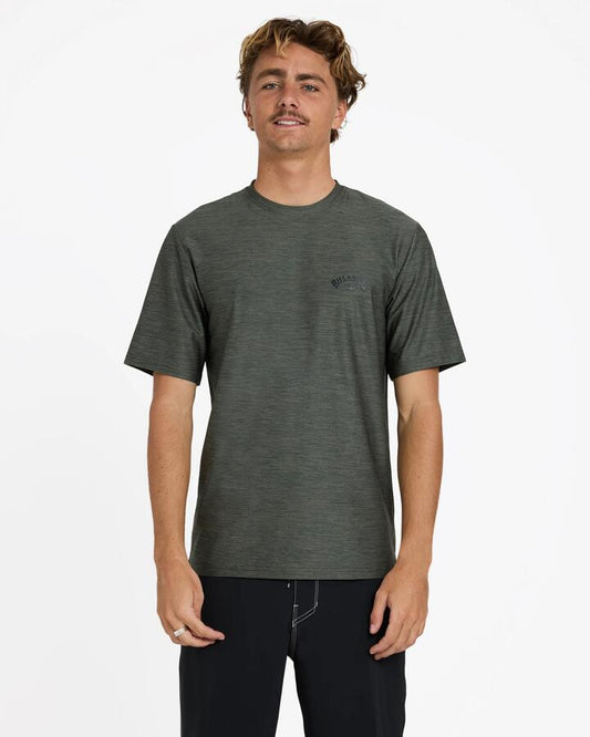 Image of Wetsuits. Product name - Billabong Mens Shoreline Upf 50 Rashguard Military Heather in Military Heather colour by brand - Billabong