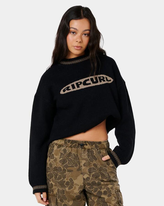 Image of Accessories. Product name - Rip Curl Womens Half Moon Bay Crew Neck Black in Black colour by brand - Rip Curl
