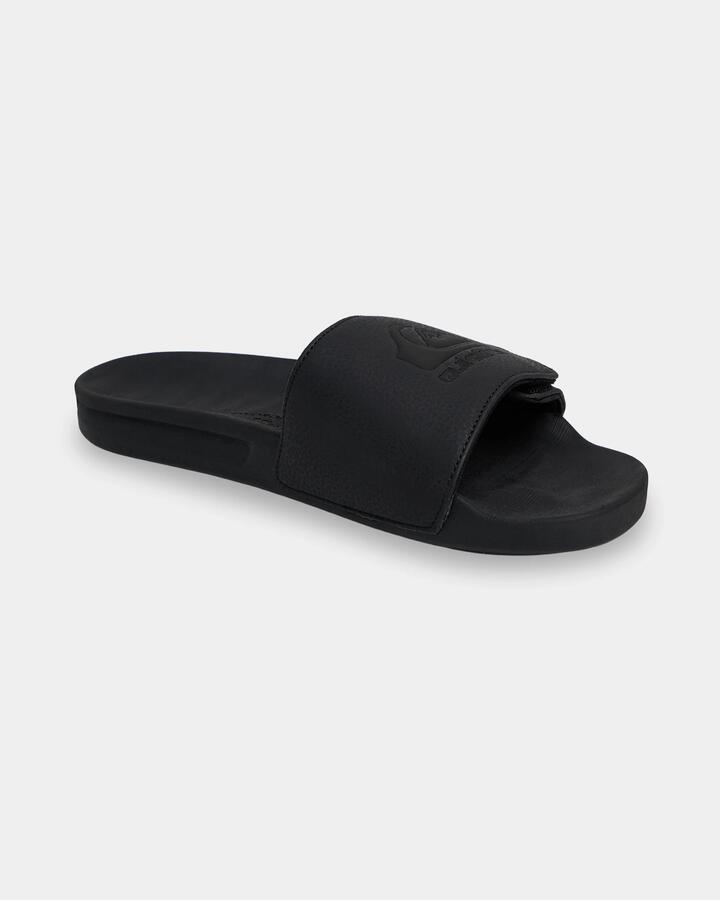 Image of Slippers. Product name - Quiksilver Mens Sunset Slides Black/Black in Black/Black colour by brand - Quiksilver
