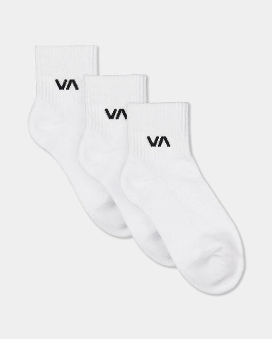 Image of Socks. Product name - Rvca Womens Va Mini Crew Socks White in White colour by brand - Rvca