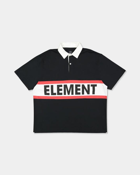 Image of a model wearing Tops. Product name - Element Mens Breaker Polo Flint Black in Flint Black colour by brand - Element