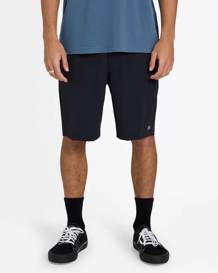 Image of a model wearing Shorts. Product name - Billabong Mens Surftrek Canyon Elastic Walkshorts Black in Black colour by brand - Billabong
