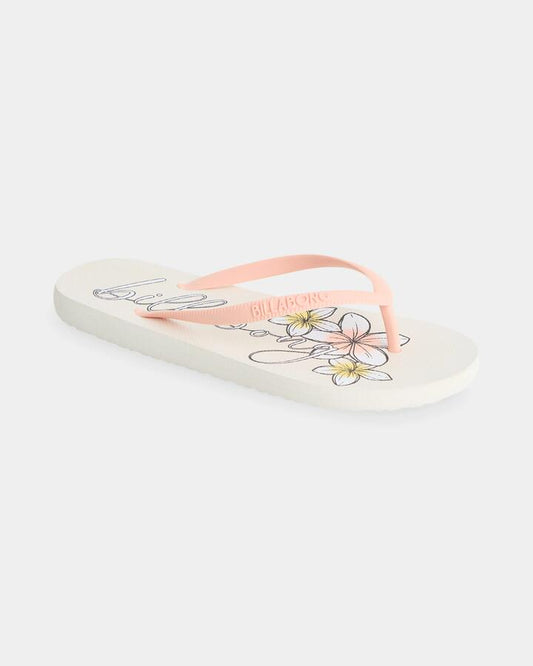 Image of Sandals. Product name - Billabong Girls 6-16 Dream Petal Thongs Salt Crystal in Salt Crystal colour by brand - Billabong