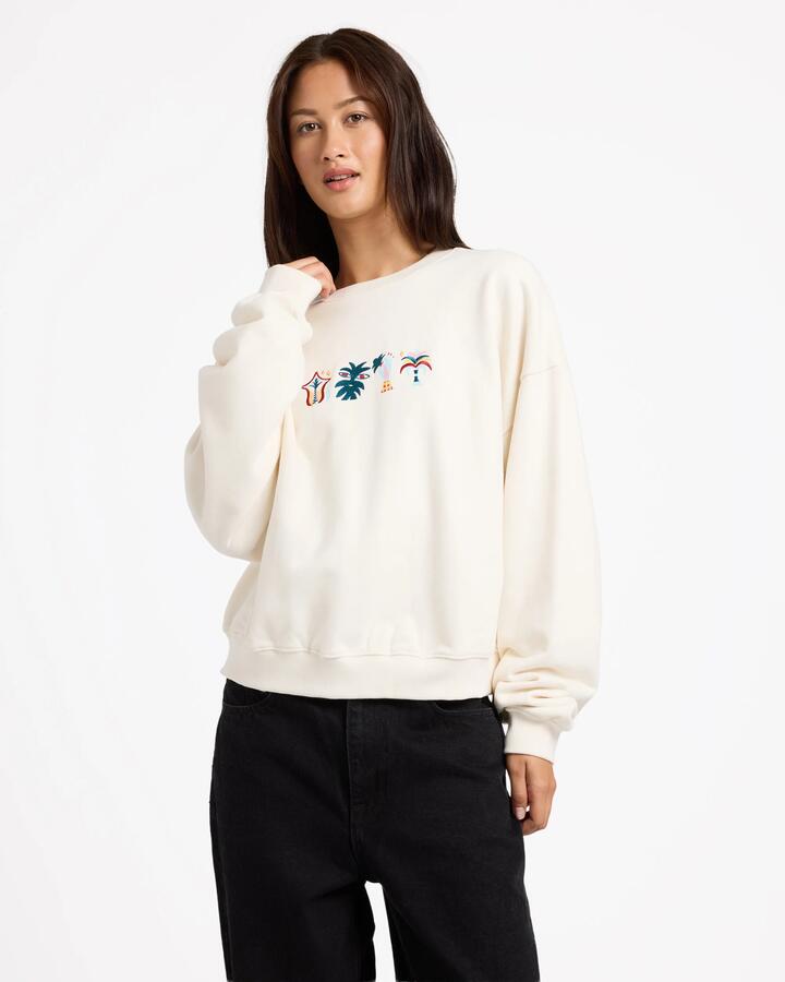 Image of Accessories. Product name - Volcom Womens Fa Bruno Lucas Crew Neck Off White in Off White colour by brand - Volcom