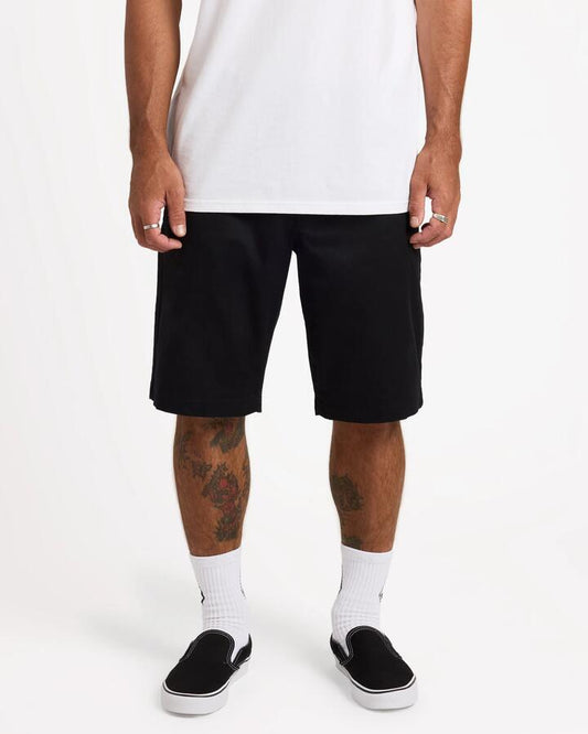 Image of a model wearing Shorts. Product name - Volcom Mens Frickin Modern Shorts Black in Black colour by brand - Volcom