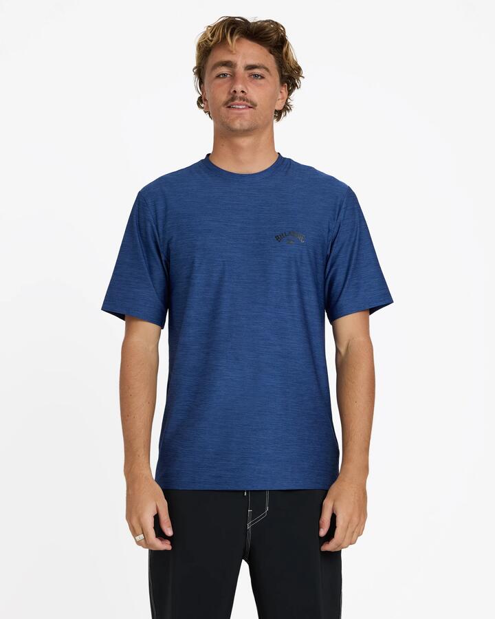 Image of Swimwear. Product name - Billabong Mens Shoreline Loose Fit Rash Vest Denim Heather in Denim Heather colour by brand - Billabong