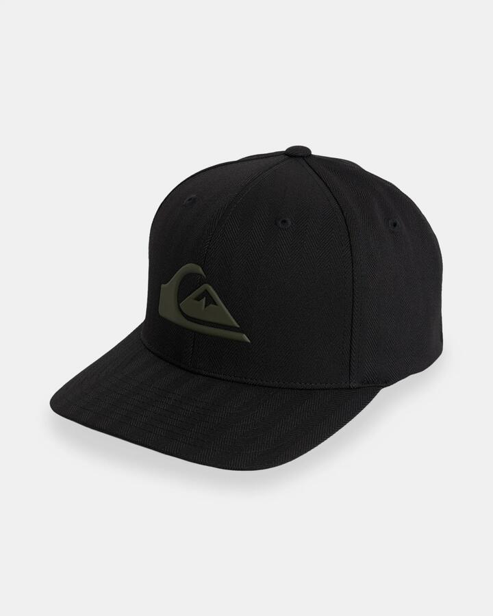 Image of Hats. Product name - Quiksilver Mens Amped Up Flexifit Hat Tarmac in Tarmac colour by brand - Quiksilver